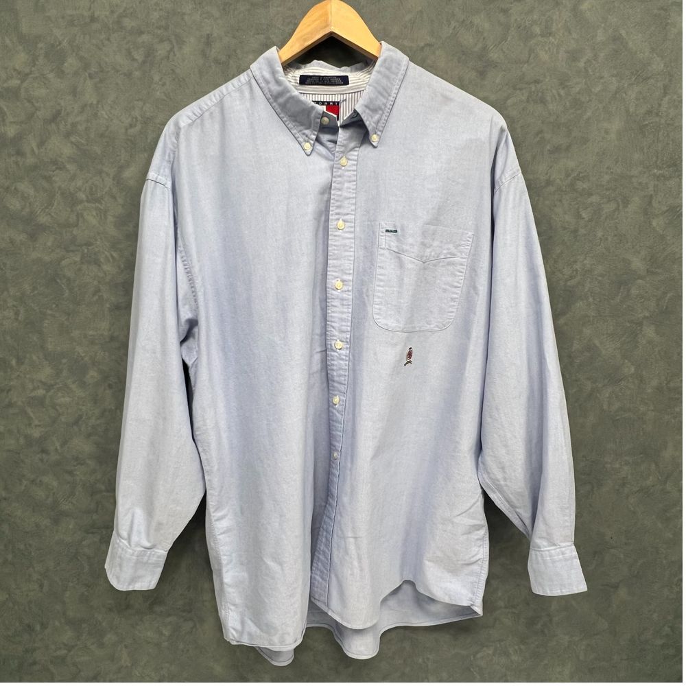 Vintage‎ Tommy Hilfiger Light Blue Oxford Button Down Shirt Sz 2XL